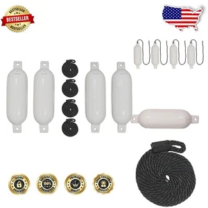 4-Pack BoatTector Inflatable Fenders - Reliable Docking Protection 6.5" x 22" - Picture 1 of 11