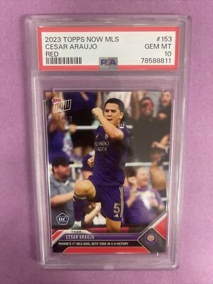 2023 Topps Now MLS Cesar Araujo #153 RC Rookie-RED 10/10 PSA 10 GEM MT POP2 (R5) - Image 1 of 4