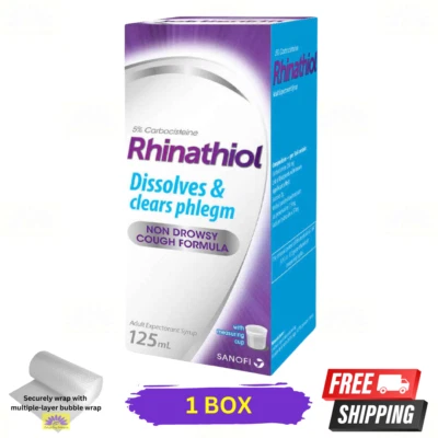 1 X Rhinathiol Dissolves & Clears Phlegm Cough Syrup 125ml - Image 1 of 4