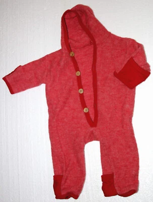 COSILANA Baby-Overall mit Kapuze Wolle 62/68 rot-melange gebraucht - Bild 1 von 4