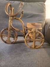 Bike Plant Stand Holder Planter Bamboo Ratten Wicker Tricycle Boho Wood 12x8x12