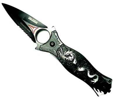 Cuchillo Plegable Tac-Force Diseño Dragón Bolsillo Táctico Alto Carbono Hoja de Acero Foto 1 de 4