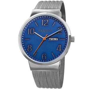 Reloj Hombre Akribos XXIV AK996SSBU Fecha Tono Plateado Acero Inoxidable Correa Malla - Imagen 1 de 4