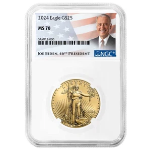 2024 $25 American Gold Eagle 1/2 oz NGC MS70 Biden Label - Picture 1 of 2