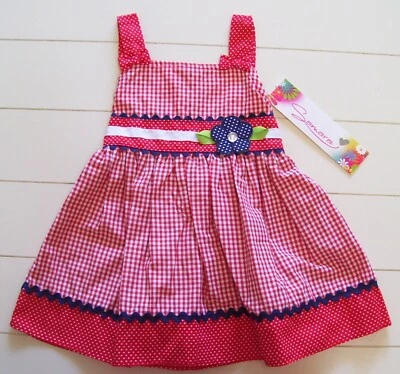 Niñas Samara Rojo Blanco Azul Guinga Lunares Vestido Sol 4 Julio 12M  Foto 1 de 2