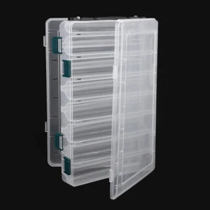 (14 Slots)Double Side Plastic Fishing Baits Box Lures Holder Case Large BT - Picture 1 of 11