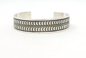 Adrian Reeves langes Navajo Stacker Stil Armreif Armband Sterlingsilber Handarbeit - Bild 1 von 9