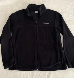 Chaqueta polar Columbia grande negra suave para hombre bolsillos con cremallera completa exterior - Imagen 1 de 7