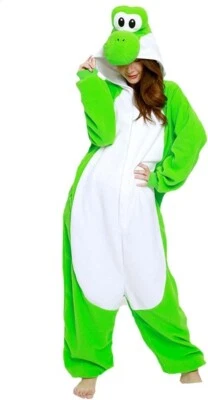 Super Mario Bros Yoshi флис Kigurumi косплей костюм унисекс один размер подходит большинству - Изображение 1 из 4