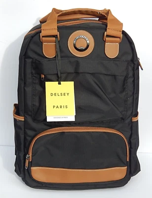 DELSEY PARIS FLANERIE SE Backpack BLACK/BROWN TRIM NEW WITH TAG AUTHENTIC - Image 1 of 4