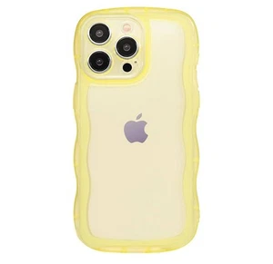 iPhone 14 Pro 6.1” Case Yellow TPU Wavy Edge Shockproof Cover for Women Men - Picture 1 of 5