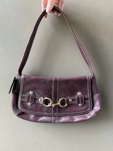 Rare Vintage Coach Y2K Ergo Belted Flap Bag Plum Purple Leather Gold Hardware - Bild 1 von 12