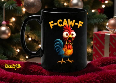 Taza de café de gallo humorística F-Caw-F de pollo divertida Foto 1 de 3