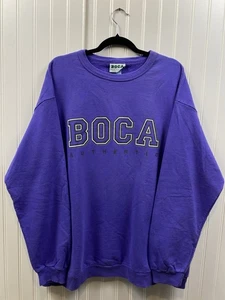 Sudadera De Colección Años 90 Boca Athletics Cuello Redondo Para Hombre Grande Púrpura Spellout - Imagen 1 de 7