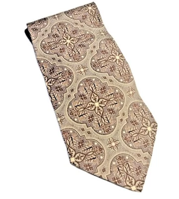 "Corbata de seda Giorgio Armani marrón topo patrón floral geométrico 53"" x 4""" Foto 1 de 4