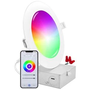 Luxrite 6 Inch Smart LED Recessed Light RGBW Color Changing WiFi + Voice Control - Picture 1 of 7