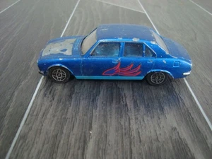 French Dinky Toys Solido Cougar Model No.1406 Peugeot 504 In Blue WIth Flames - Picture 1 of 5
