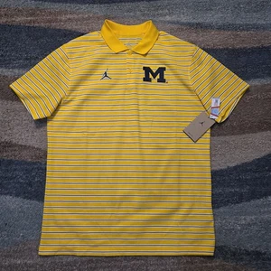 Nike Air Jordan University of Michigan Wolverines Mens Polo Striped Size M - Picture 1 of 8