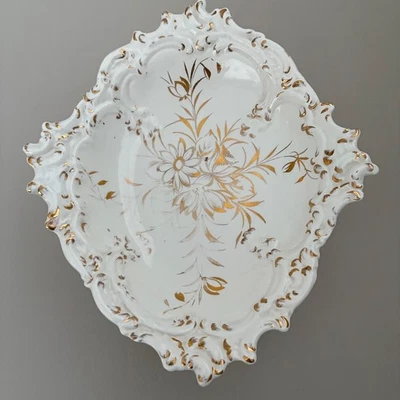 Plato para servir de colección ornamentado oro blanco con patas florales cuenco de caramelo joyería hecho en Italia Foto 1 de 4