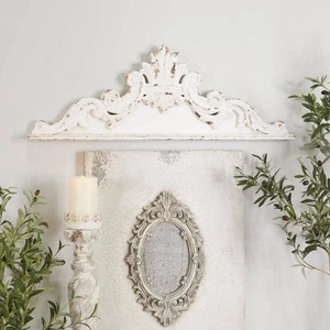 39 in. x 14 in. Wood White Carved Arabesque Floral Wall Decor - Picture 1 of 7