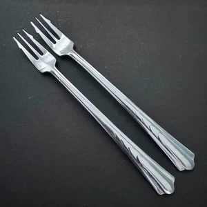 2 Ekco EKS7 Cocktail Seafood Forks Stainless Chevron Flatware Silverware USA - Picture 1 of 9