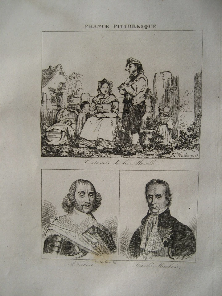 Gravure XIXè - Costumes de la Moselle-Fabert-Barbé Marbois_Moselle - 1835 - Photo 1/1