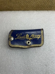 Vintage LINCOLN MERCURY Car Dealership BLUE Leather Keychain Patterson NJ Ford - Picture 1 of 10