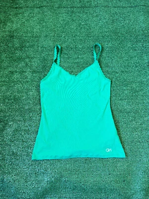 Gilly Hicks Lace V Neck Green Tank Top Cami Form Fit Preppy Sz L Grunge Cute - Image 1 of 4