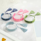 Embroidered Letter Tassel Wrist Strap Woven Adjustable Bangle Couple Hand Strap