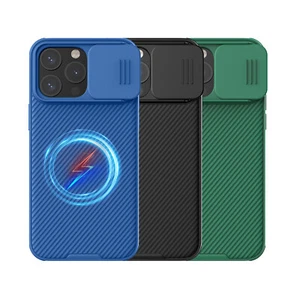 For iPhone 16 15 Pro Max/Plus Magnetic Silicone Rubber Case w Slide Camera Cover - Picture 1 of 21