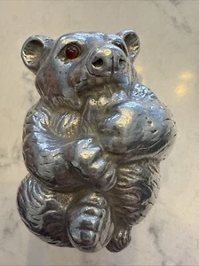 Arthur Court Aluminum Bear with Carnelian Eyes Paperweight 1992 - Picture 1 of 5