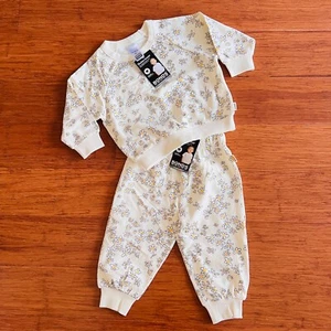 Bonds Size 1 Set Outerwear Daisy Floral White Sweatpants Pullover - Foto 1 di 5