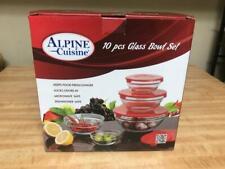 Alpine 10 Piece Glass Bowl Set W/ Plastic Lids Microwave Freezer Dishwasher Safe