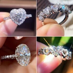 Luxury Weddings Cubic Zirconia 925 Silver Plated Ring Women Jewelry Party Gift