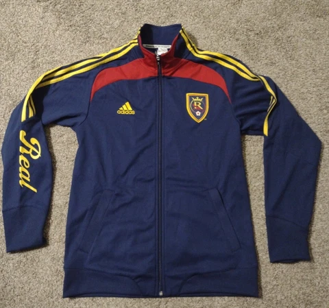 Real Salt Lake Adidas Jacket Adult Med Blue Yellow Red Pockets Track Zip MLS Cover