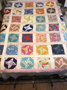 Vintage Handmade Patchwork Quilt 78” X 68” - Picture 1 of 4