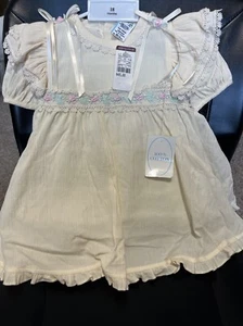 Vintage Cream Hand Smocked Lace Girls Dress. Made In Philippines. Size 18m New - Picture 1 of 7