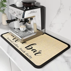 Coffee Mat Coffee Bar Mat Hide Stain Absorbent Drying Mat with Waterproof Rubber - Picture 1 of 12