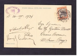 Cartolina VATICANO Tariffa 20 c. Giardini 1934 per Italia  WE1405 - Foto 1 di 1