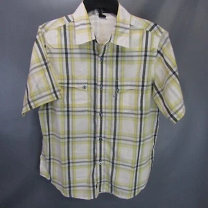 Rusty Original Plaid Shirt Men's Size M Yellow White Gray Medium - Picture 1 of 9