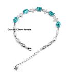 Paraiba Tourmaline Bracelet, Chain Bracelet, Diamond Halo Bracelet, Neon Blue