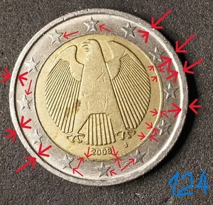 Deutschland,2 Euro Münze,2008J sehr seltene Münzmarke Defekt beidseitig Gewicht 8,48g - Bild 1 von 2