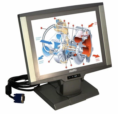 12" 30CM VGA DISPLAY MONITOR MULTIQ MQ122E 12V SCHUTZGLAS SCHWENKBAR 15-PIN M2 - Bild 1 von 4