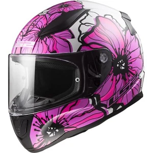 LS2 Motorcycle Helmet XS - FF353 Rapid II 2 Poppies - Full Face Helmet Pink - Picture 1 of 3