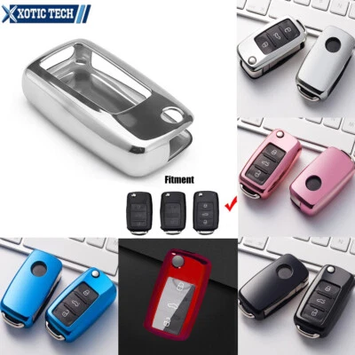 Cubierta de llavero remoto inteligente TPU para Volkswagen Tiguan Golf Skoda Cross 2/3 botones Foto 1 de 4