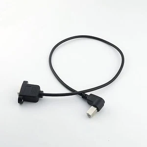 USB 2.0 B Male Right Angled 90° to USB B Female Socket Panel Cable Adapter 50cm - Picture 1 of 5