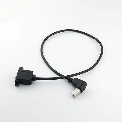 USB 2.0 B Male Right Angled 90° to USB B Female Socket Panel Cable Adapter 50cm - Image 1 of 4