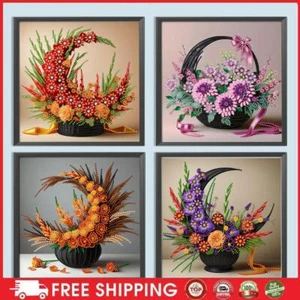 5D DIY Partial Special Shaped Drill Diamond Painting Flower Basket Decor 30x30cm - Afbeelding 1 van 24