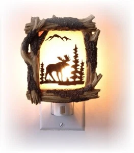 Elch Kunst Malerei Nachtlicht 3" Durchmesser helles Licht Wildtier Thema - Bild 1 von 1