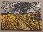 ACEO Original Art Card Storm In The Prairies Illustration/ Painting 2.5 x 3.5 